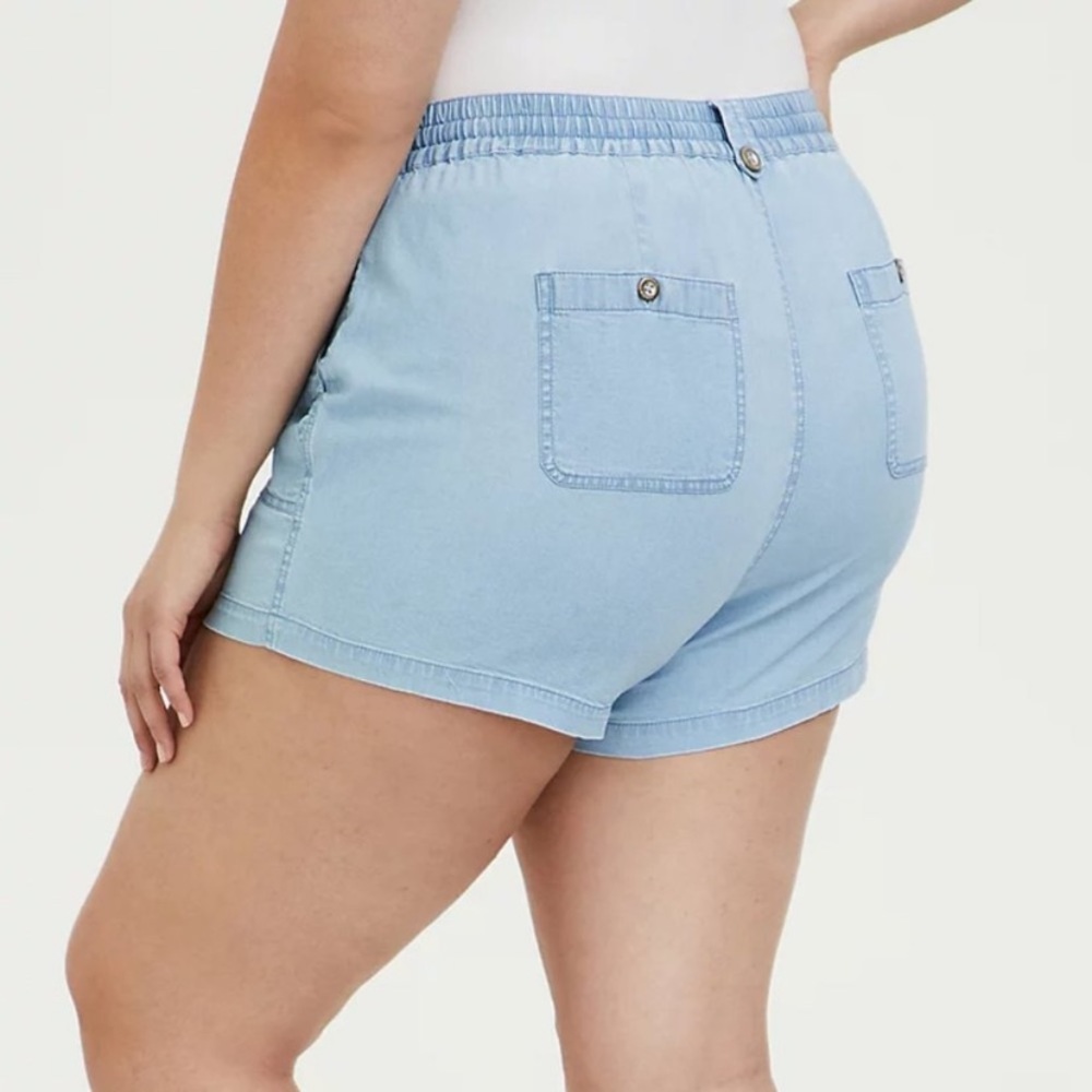 Torrid Chambray Drawstring Pull On Shorts Light W… - image 3